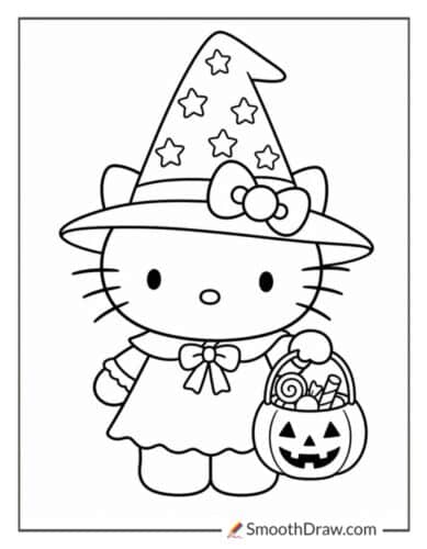Hello Kitty Wearing A Witch Hat