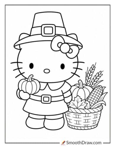 Hello Kitty Wearing Pilgrim Hat