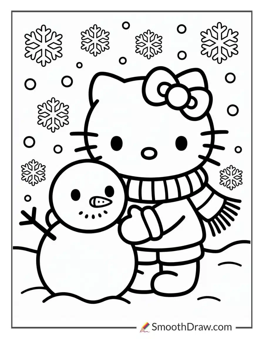 Hello Kitty Winter Coloring Pages 1