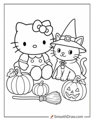 Hello Kitty With Witch Cat