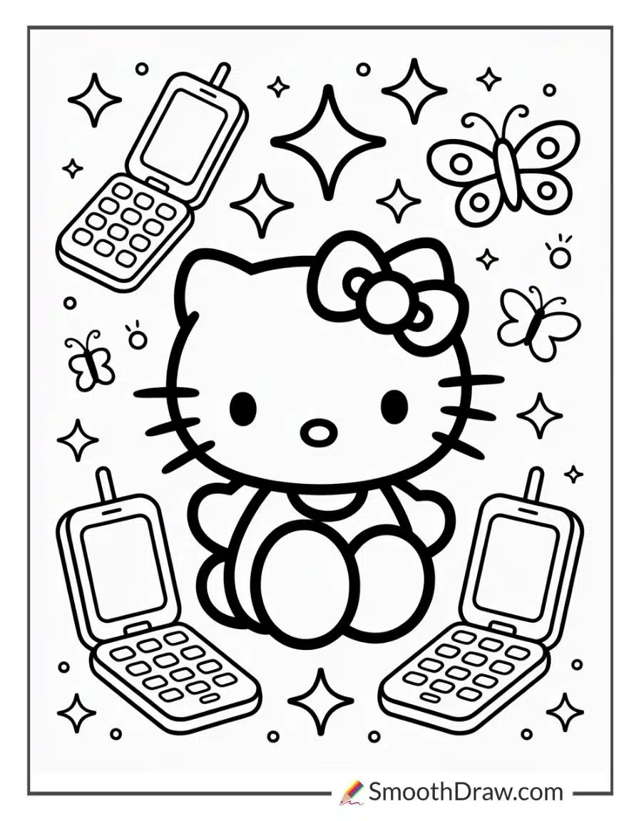 Hello Kitty Y2k Coloring Pages