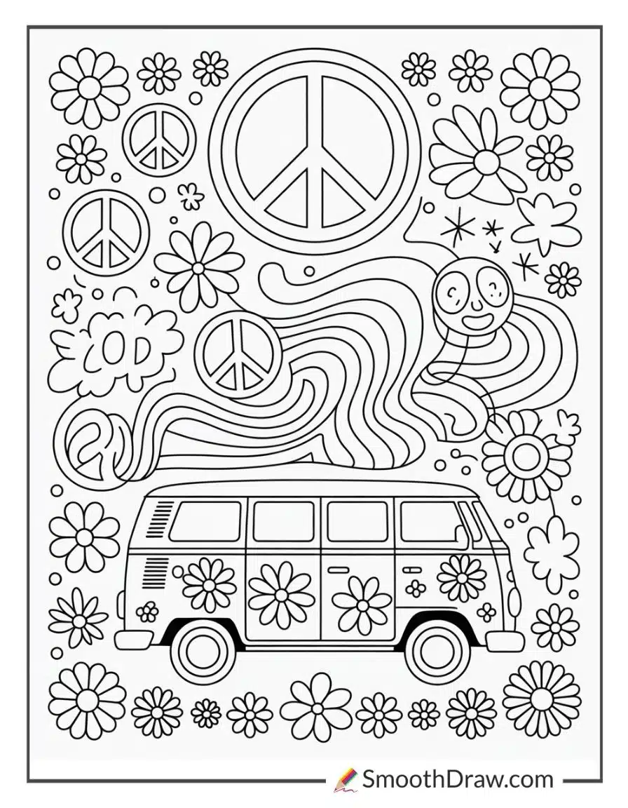 Hippie Trippy Coloring Pages
