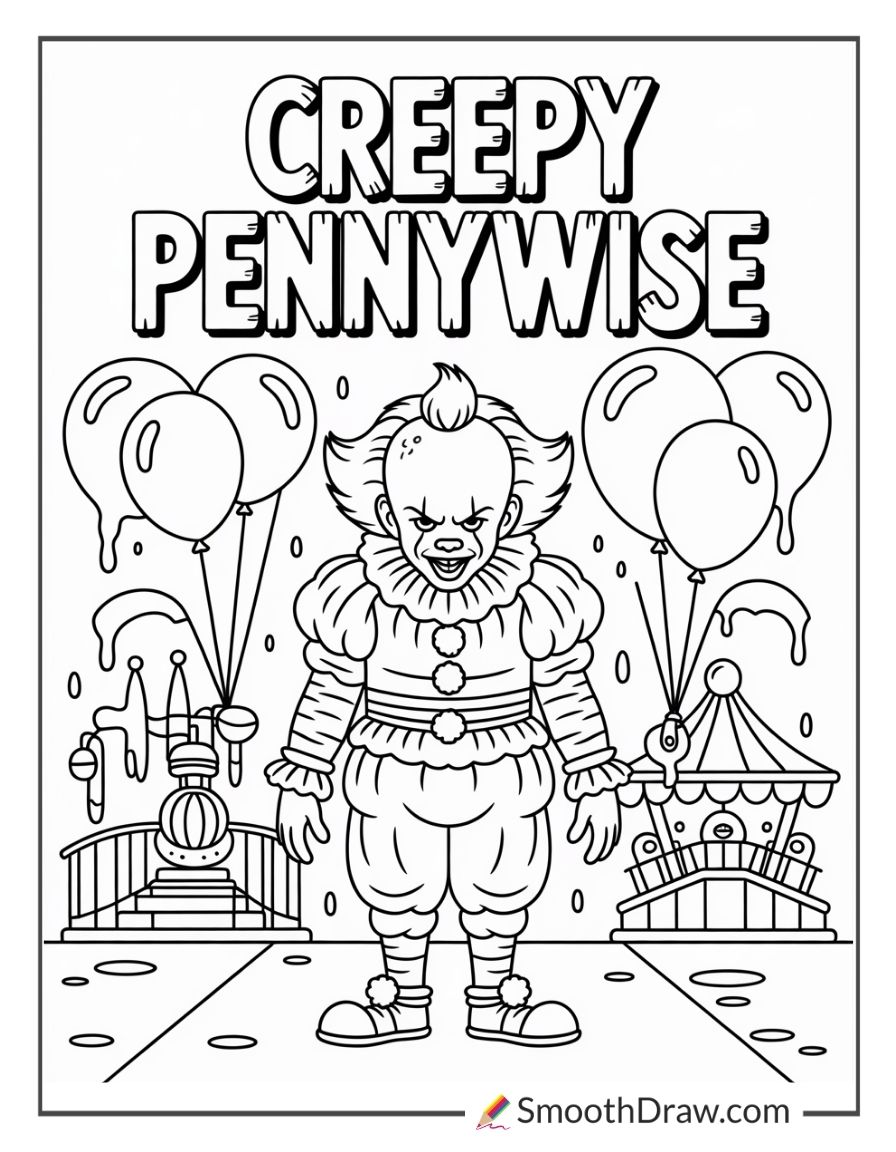 Horror Creepy Pennywise Coloring Pages