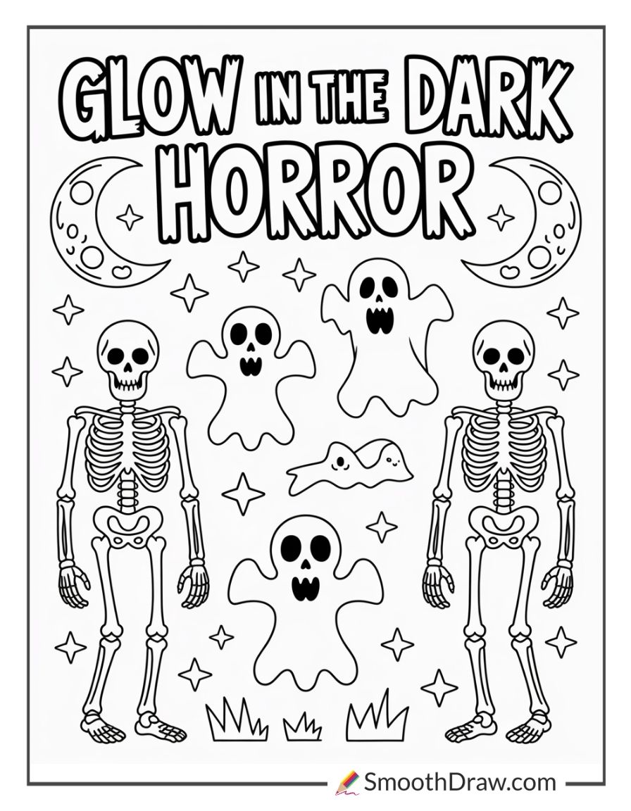 Horror Glow In The Dark Coloring Book