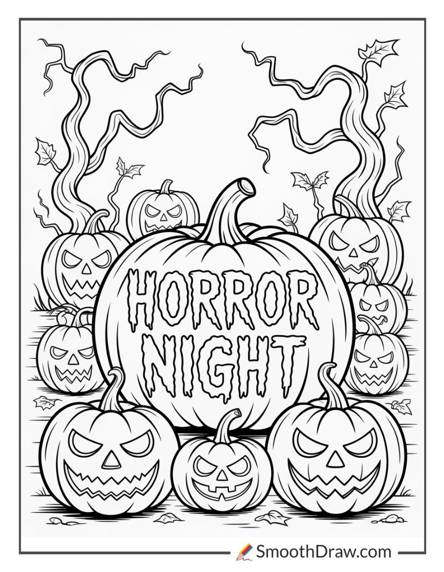 Horror Scary Halloween Coloring Pages 2