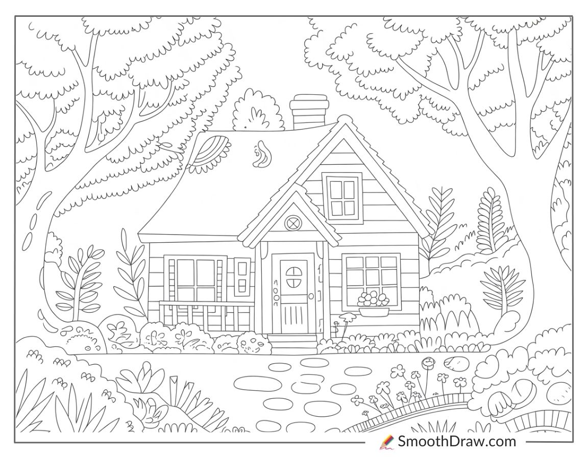 house landscape coloring pages