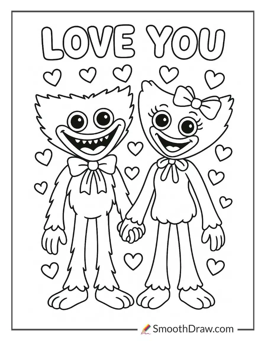 Huggy Wuggy And Kissy Missy Coloring Pages