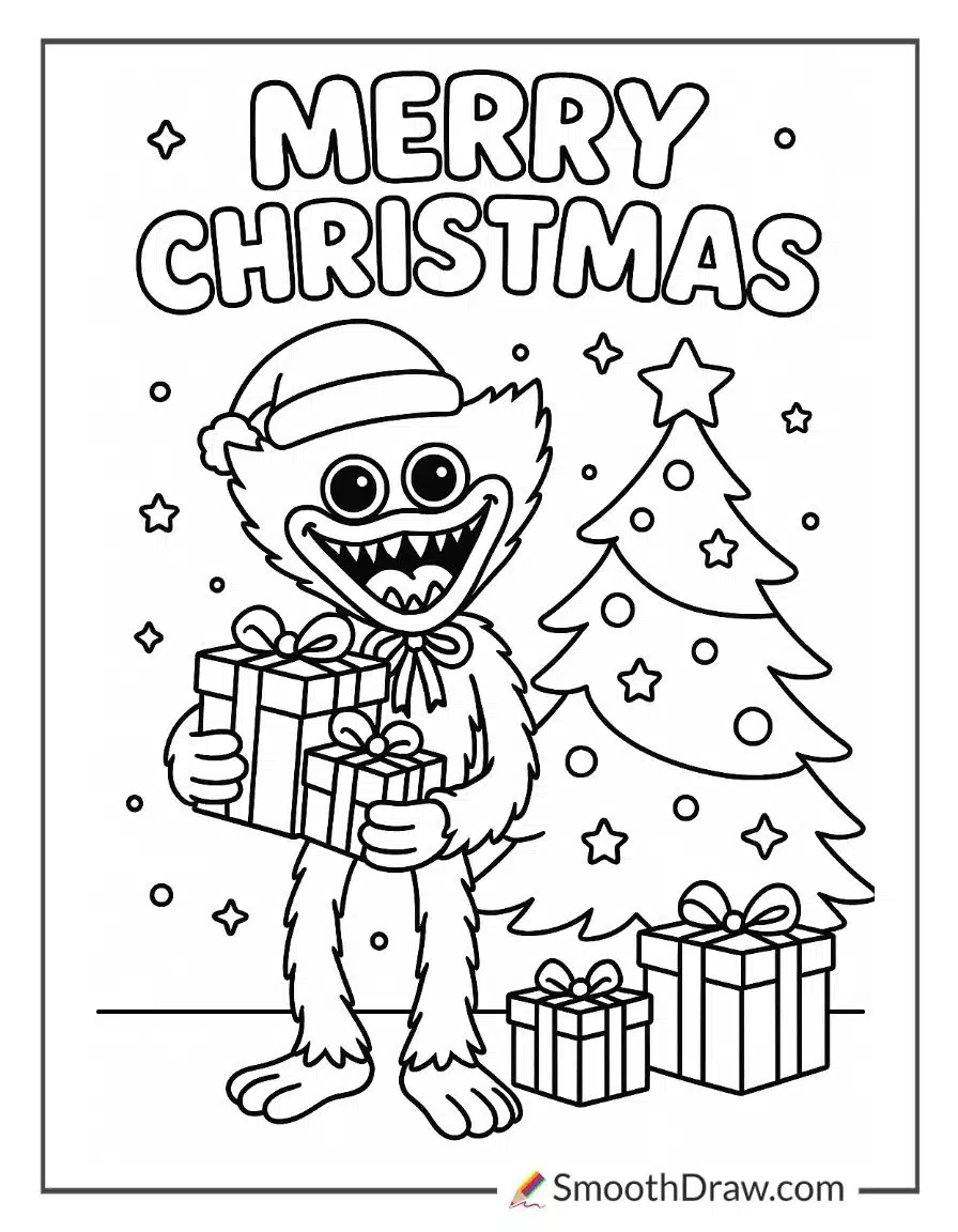 Huggy Wuggy Christmas Coloring Pages