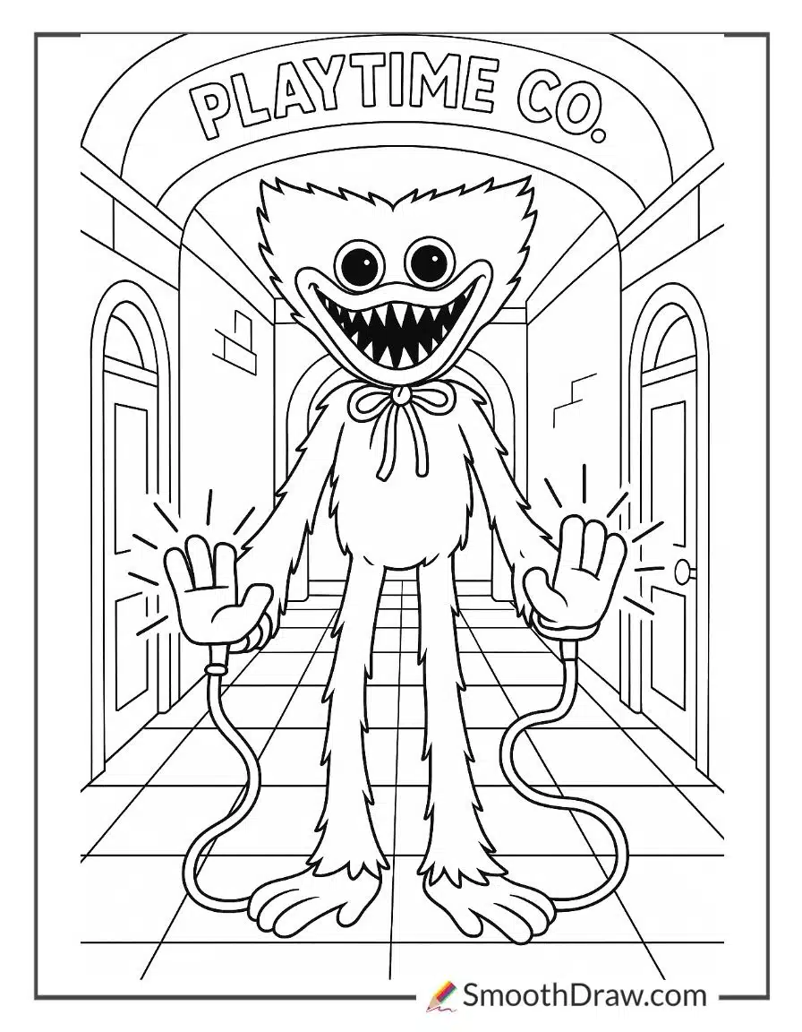 Huggy Wuggy Grab Pack Coloring Page