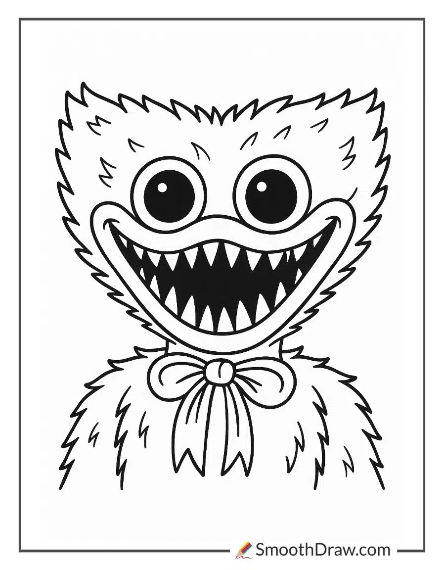 Huggy Wuggy Head Coloring Page