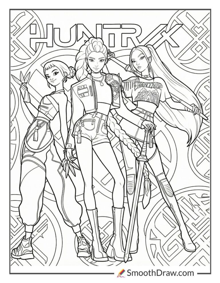 20 Free Huntrix Coloring Pages (Print Free)