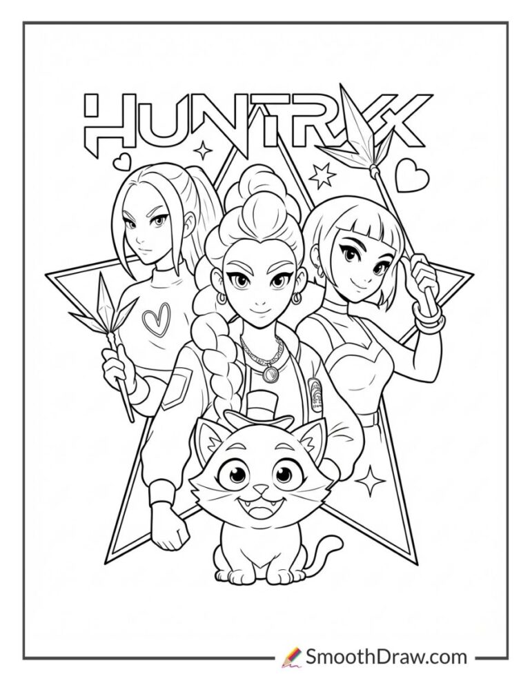 20 Free Huntrix Coloring Pages (Print Free)