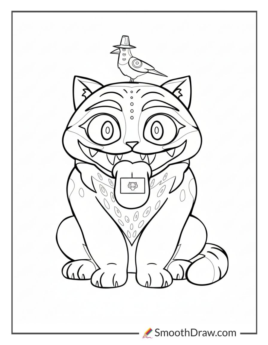 Huntrix Tiger Coloring Page