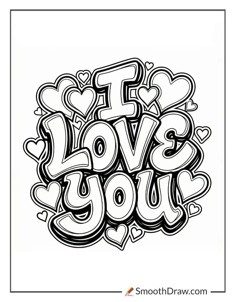 I Love You Graffiti Coloring Pages