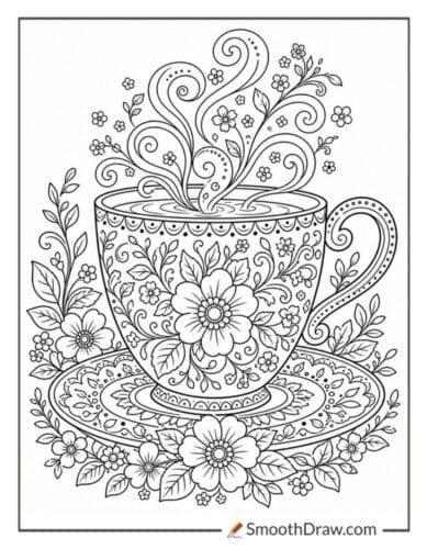 Intricate Floral Teacup Design