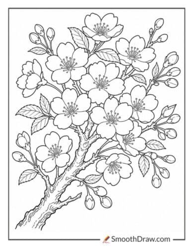 Japanese Cherry Blossom Coloring Page