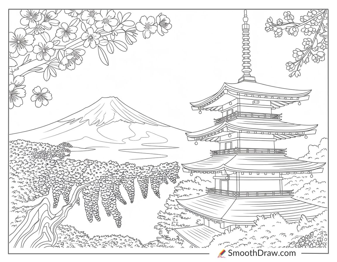 japanese landscape coloring pages