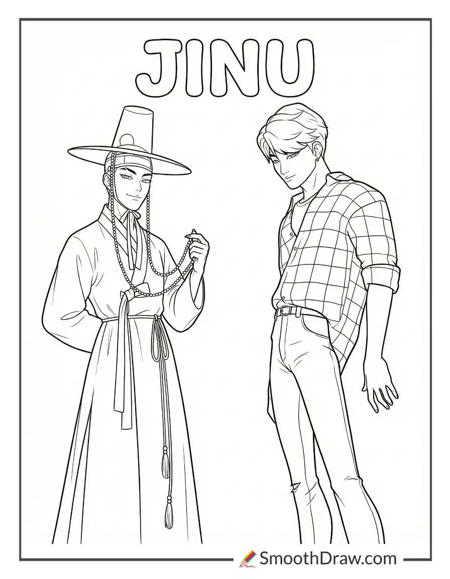 Jinu Kpop Demon Hunters Coloring Page