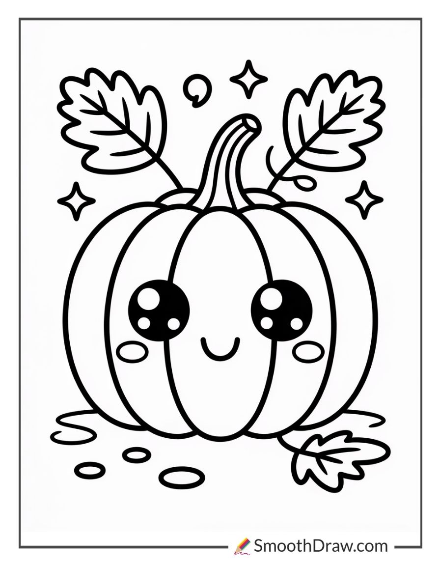 Kawaii Fall Coloring Page