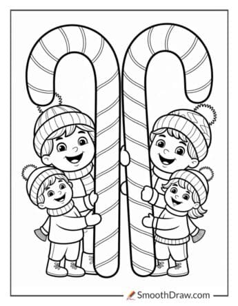 Kids Holding Giant Candy Canes