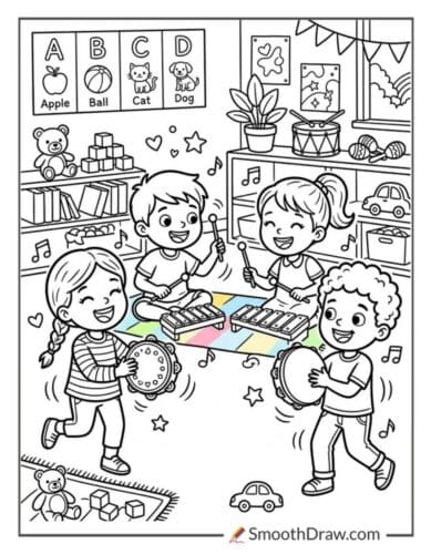 Kindergarten Music Coloring Pages