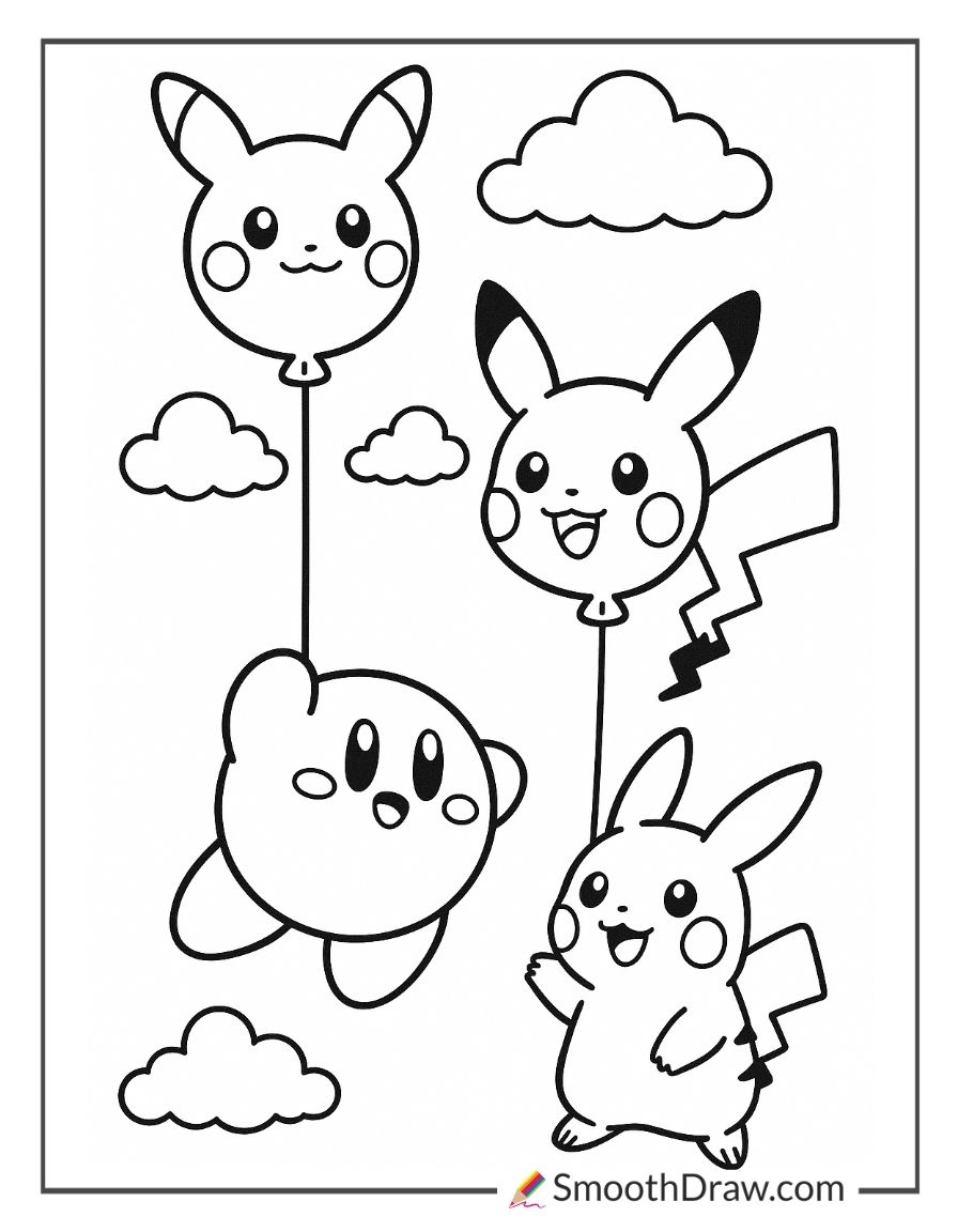 Kirby And Pikachu Coloring Pages