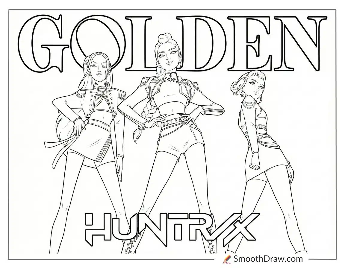Kpop Demon Hunters Coloring Pages Golden