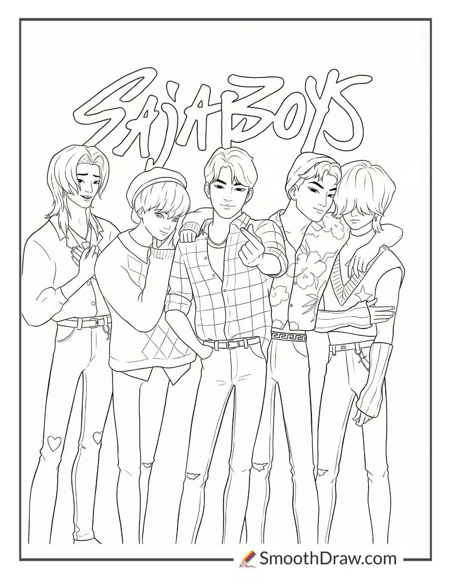 Kpop Demon Hunters Coloring Pages Saja Boys