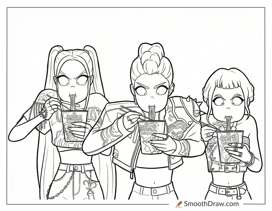 Kpop Demon Hunters Eating Ramen