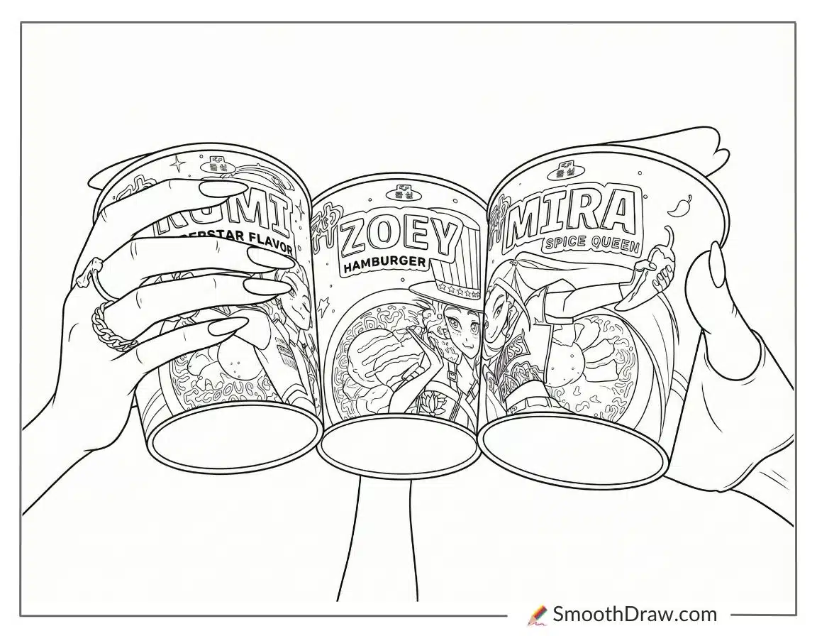 Kpop Demon Hunters Ramen Coloring Page