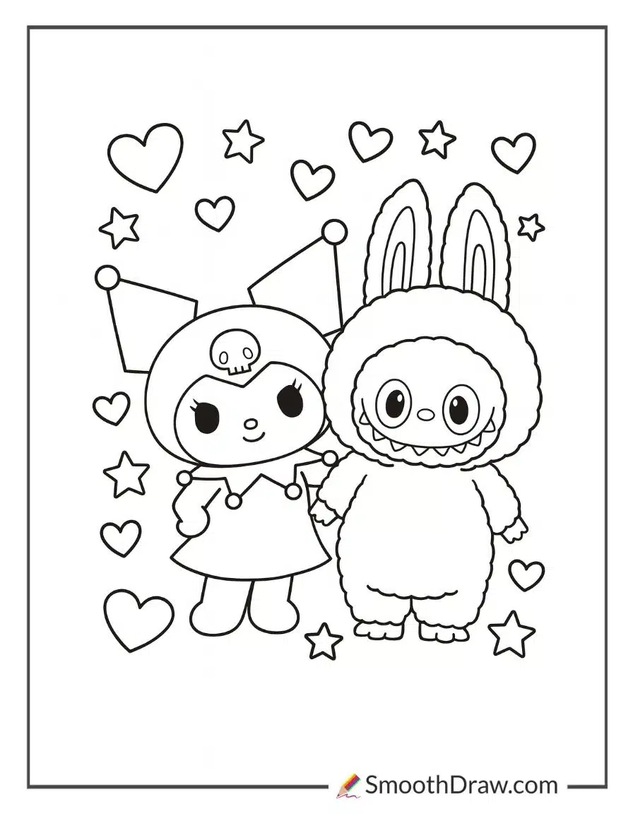 kuromi labubu coloring page