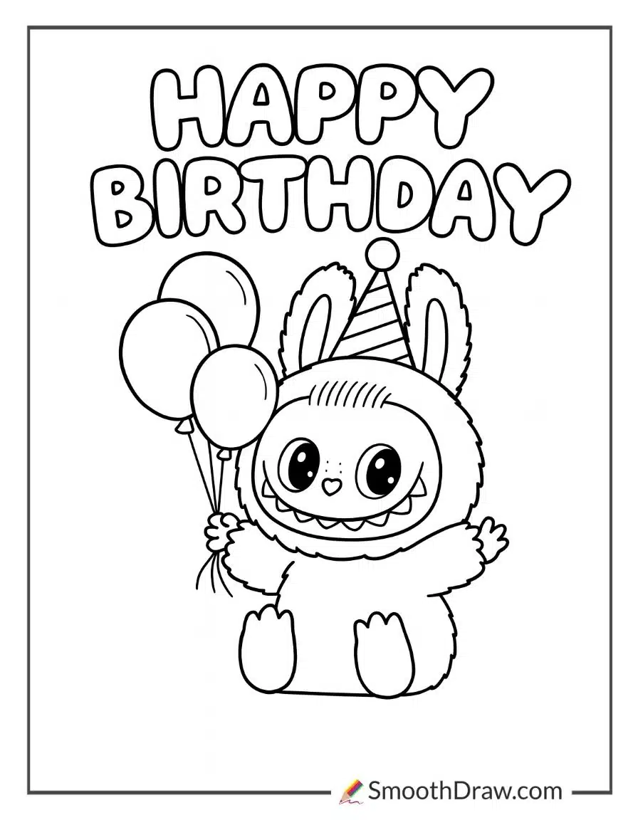 labubu birthday coloring pages