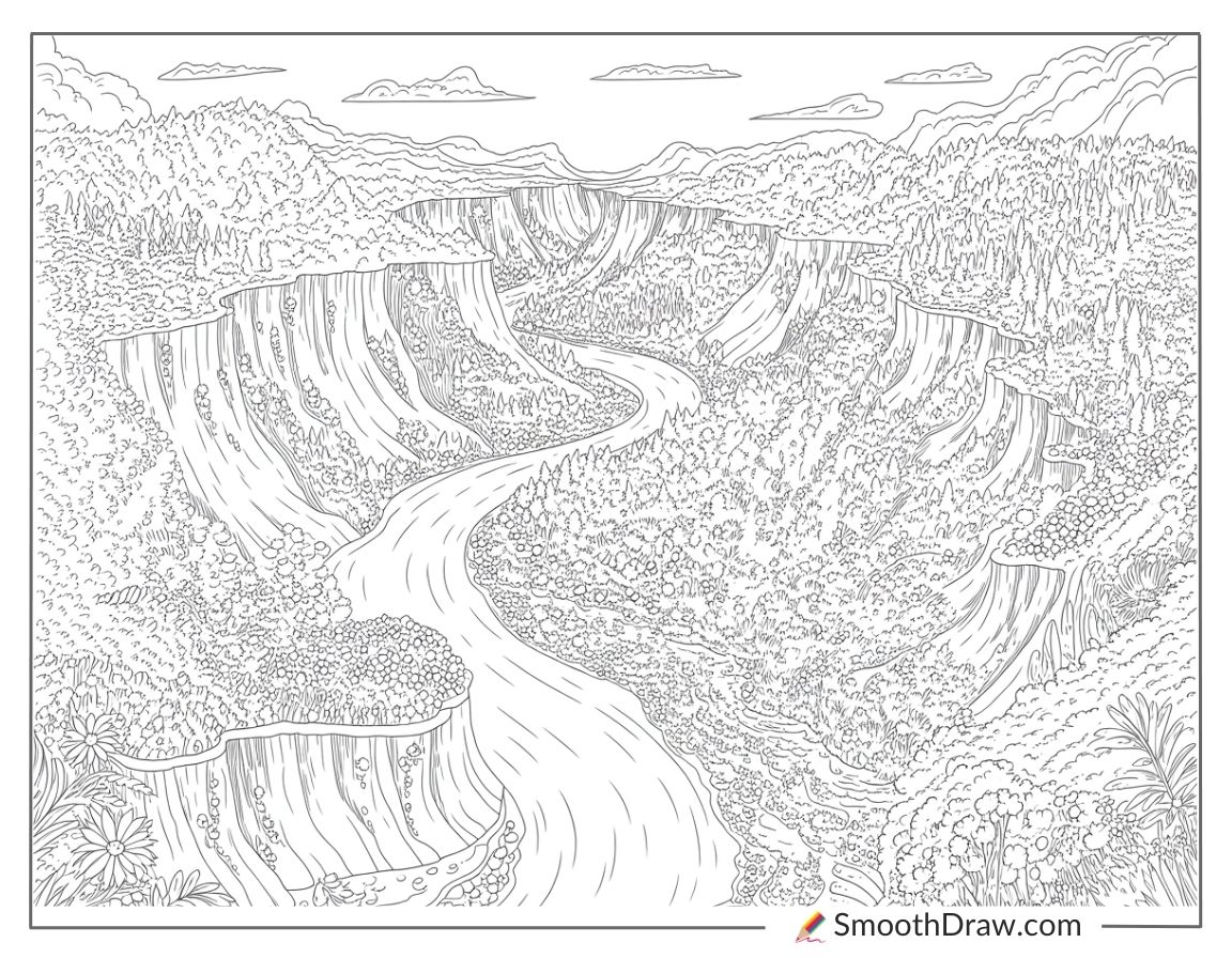 landscape coloring pages for adults