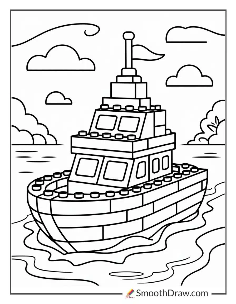 Lego Boat Coloring Page