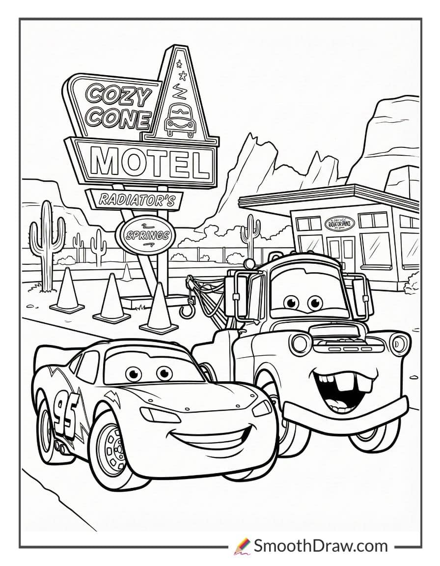 lightning mcqueen and mater coloring page