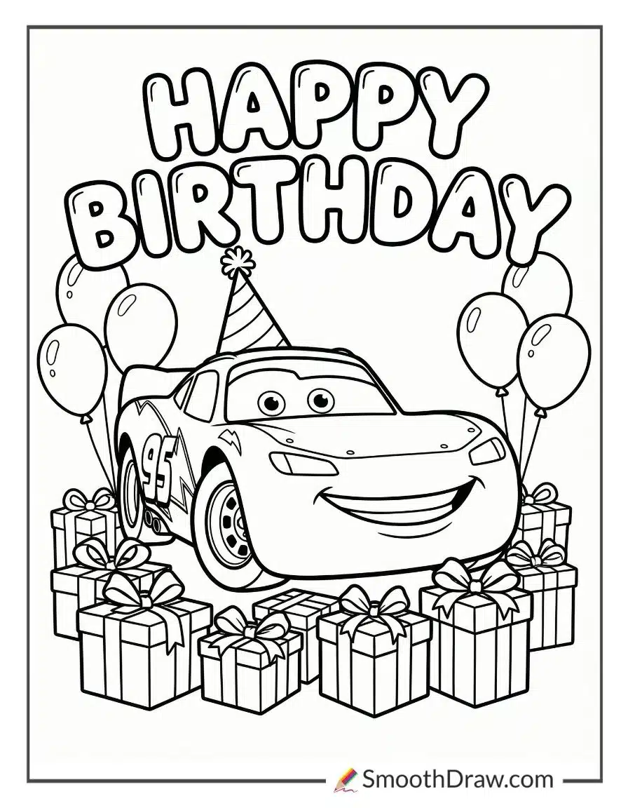 Lightning Mcqueen Birthday Coloring Page