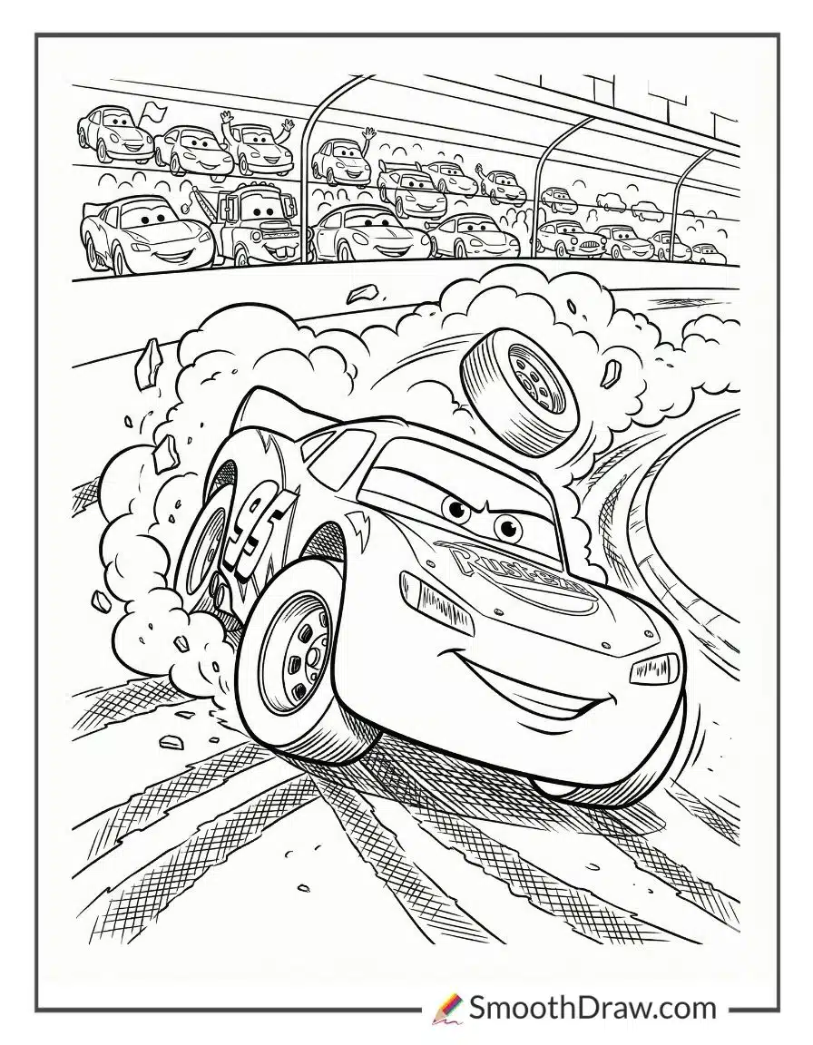 Lightning Mcqueen Crash Coloring Pages