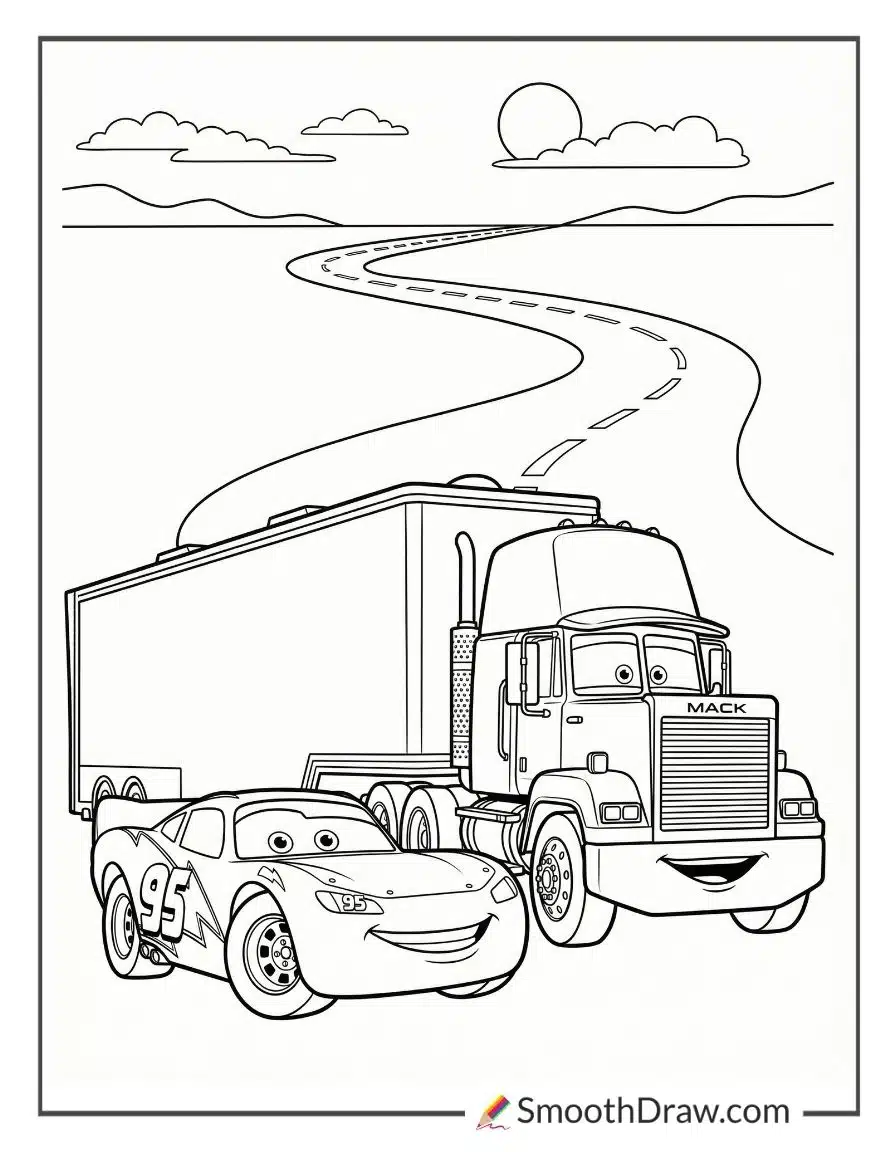 Lightning Mcqueen Mack Coloring Page