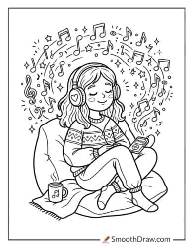 Listening To Music For Coloring