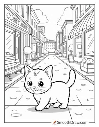 little kitty big city coloring pages