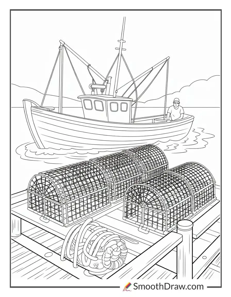 Lobster Boat Coloring Page