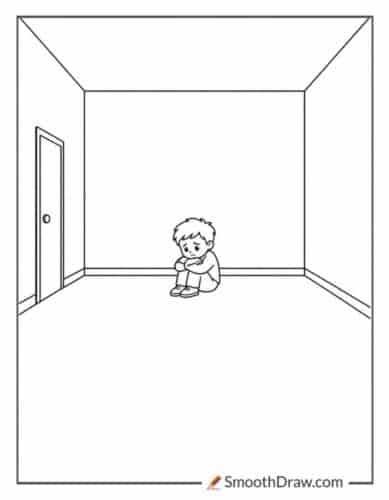 Lonely Sad Coloring Page