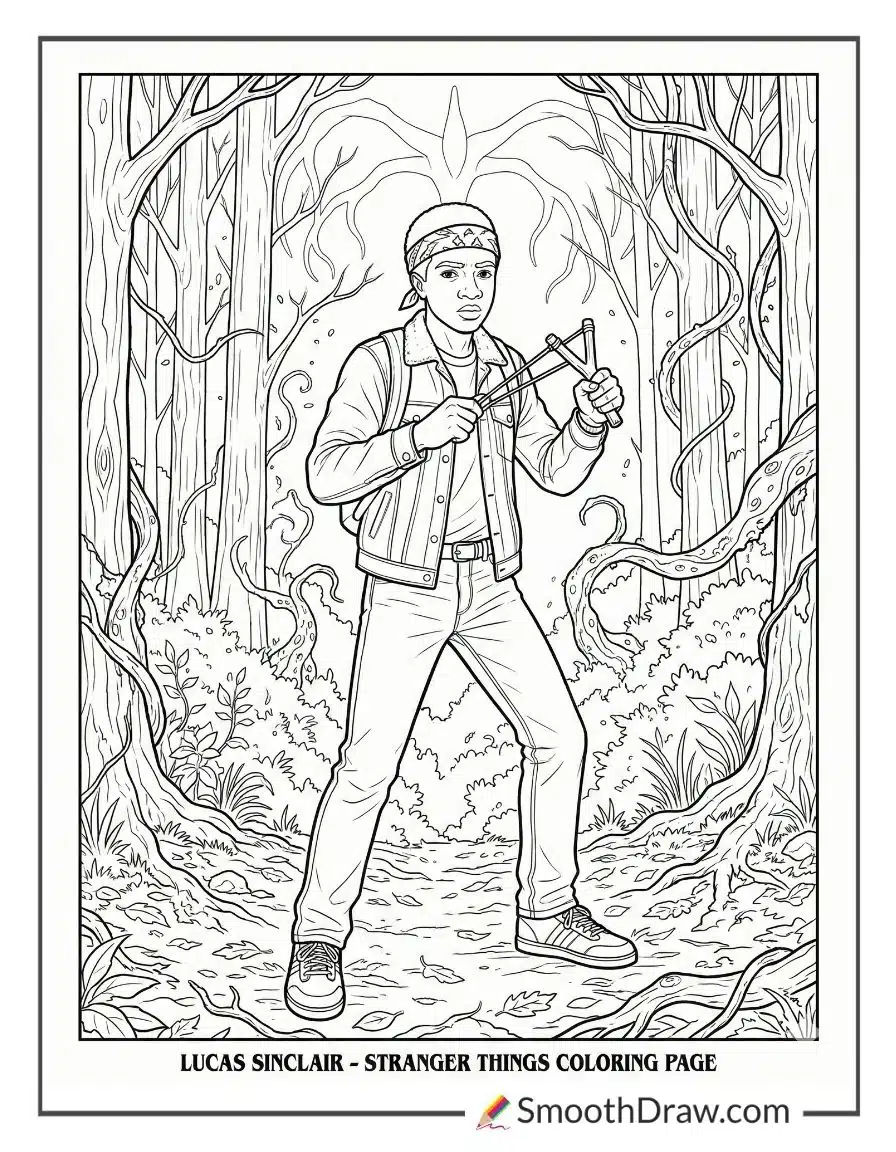 Lucas Stranger Things Coloring Page