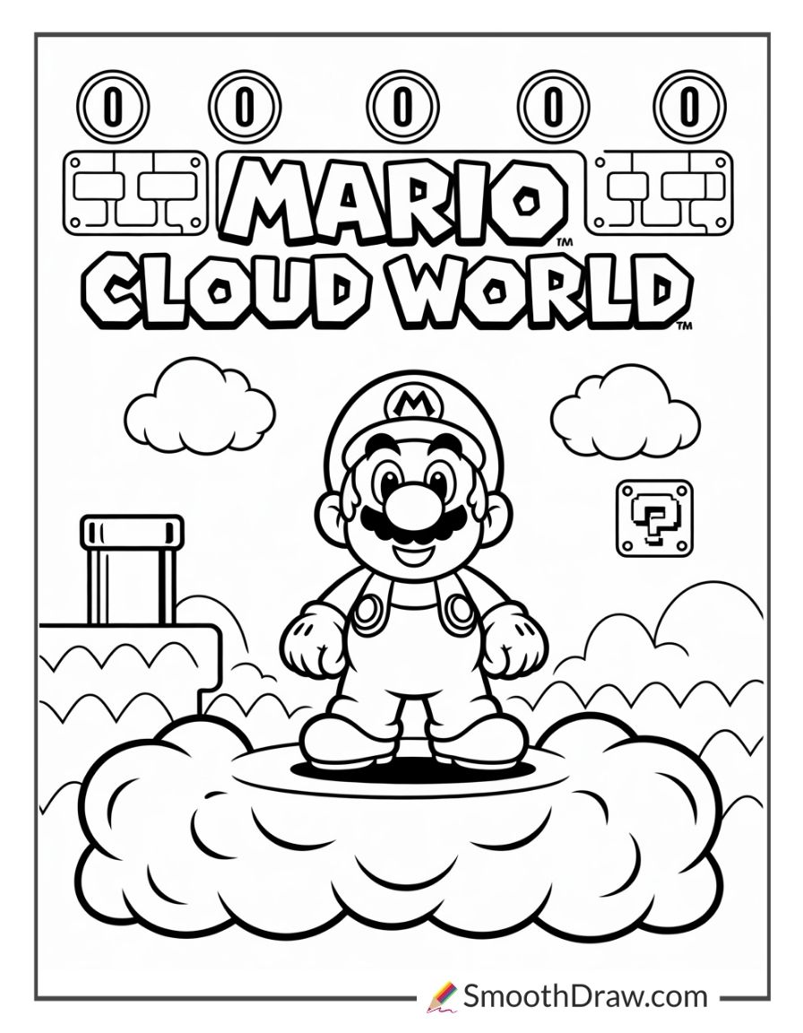 Mario Cloud Coloring Page