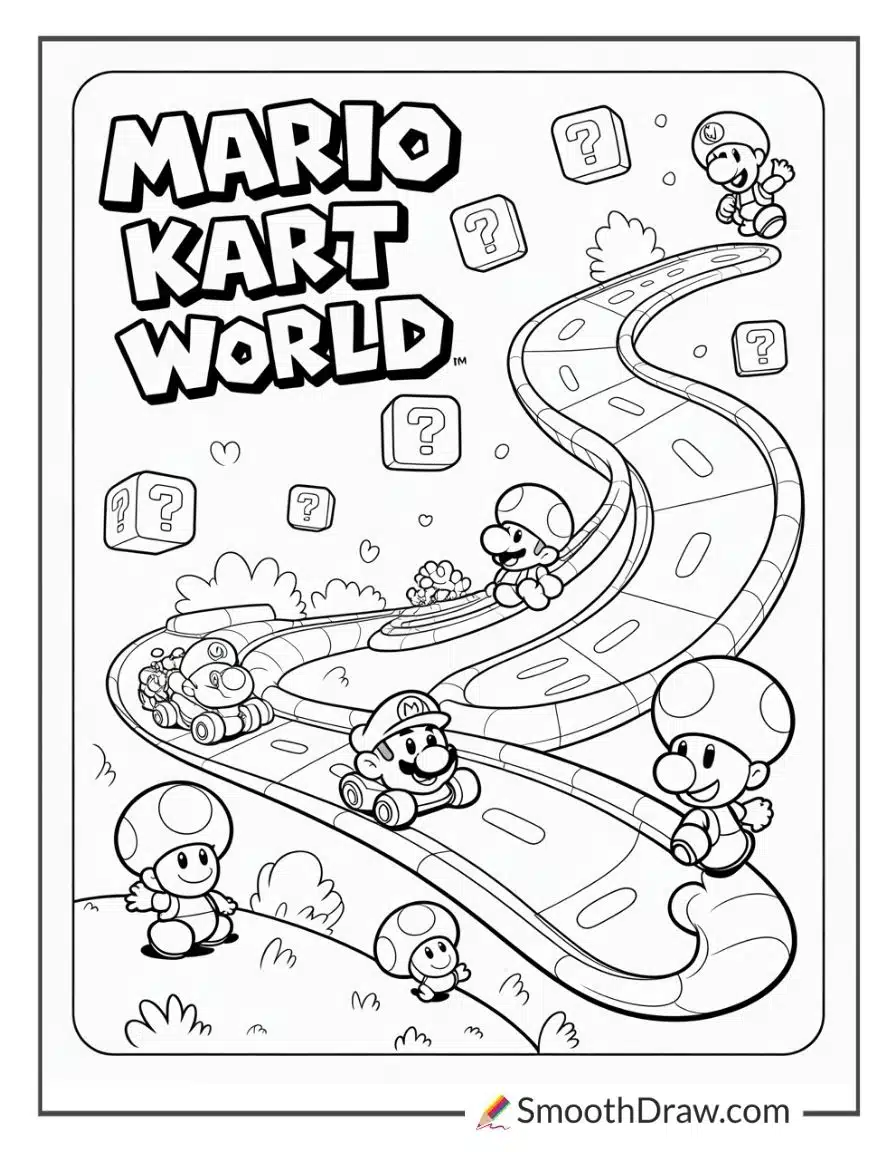Mario Kart World Coloring Pages
