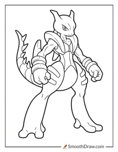Mega Mewtwo X Coloring Page