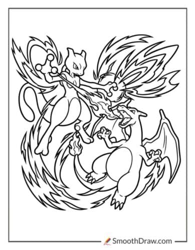 Mewtwo And Charizard Battling