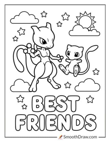 Mewtwo And Mew Flying Together