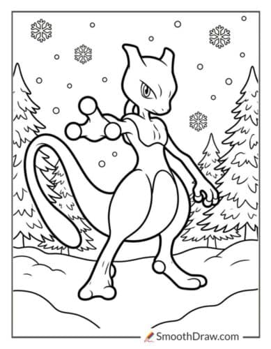 Mewtwo In A Snowy Landscape