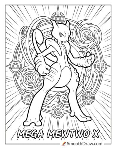 Mewtwo Legendary Mega Pokemon Coloring Pages